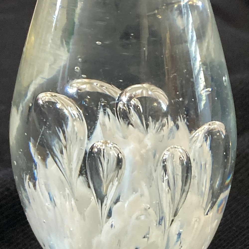 Vintage Egg Shape Bubble Glass Paperweight - Picture 2 of 5